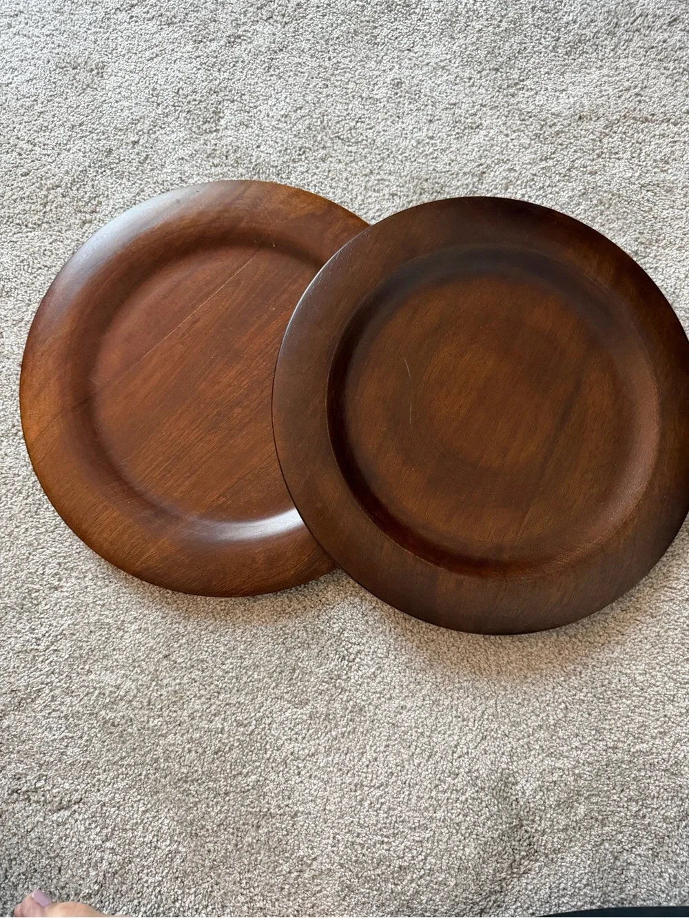 Crate & Barrel Wooden Charger Plate - Brown Rustic Dining Charger (Set of 2)